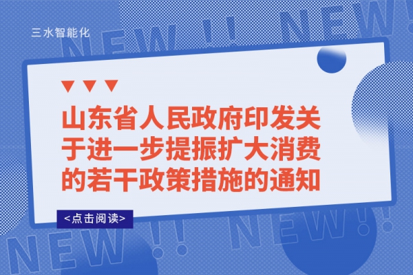 山東省人民政府印發(fā)關于進一步提振擴大消費的若干政策措施的通知